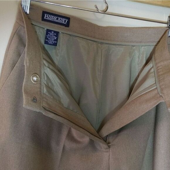 Vintage Lands End Tan Cashmere Wool  Trouser Pants Pleated High Waist Size 10 - Picture 6 of 16